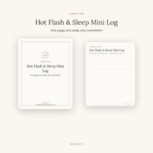 Mini imprimible para el seguimiento de sofocos y sueño, inserto para el registro de sudores nocturnos, tarjeta de bienestar para la menopausia, descarga instantánea en PDF.