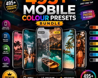 495+ Mobile Colour Presets Bundle, Lightroom Mobile Presets, Photo Editing Presets, Color Grading, Cinematic & Instagram Presets