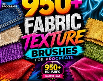 Meer dan 950 texturenpenselen voor Procreate, inclusief textielpenselen, denim, leer, breiwerk, fluweel, linnen en een realistische texturenset voor stoffen.