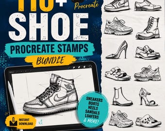 110+ Shoe Procreate Stamps Bundle | Fashion Sketch Brushes | Sneaker, Heel, Boot & Sandal Stamps | Fashion Design Toolkit | Instant Download