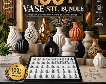 Bundel met meer dan 100 STL-vazen ​​| 3D-printbare vaasontwerpen | Moderne woondecoratievazen ​​| Digitale downloadbestanden | Unieke decoratieve 3D-printermodellen