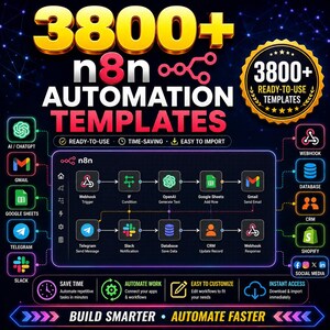 3800+ n8n Automation Templates, AI Workflow Bundle, n8n Workflows, AI Automation, Business Automation, No Code Workflow Templates