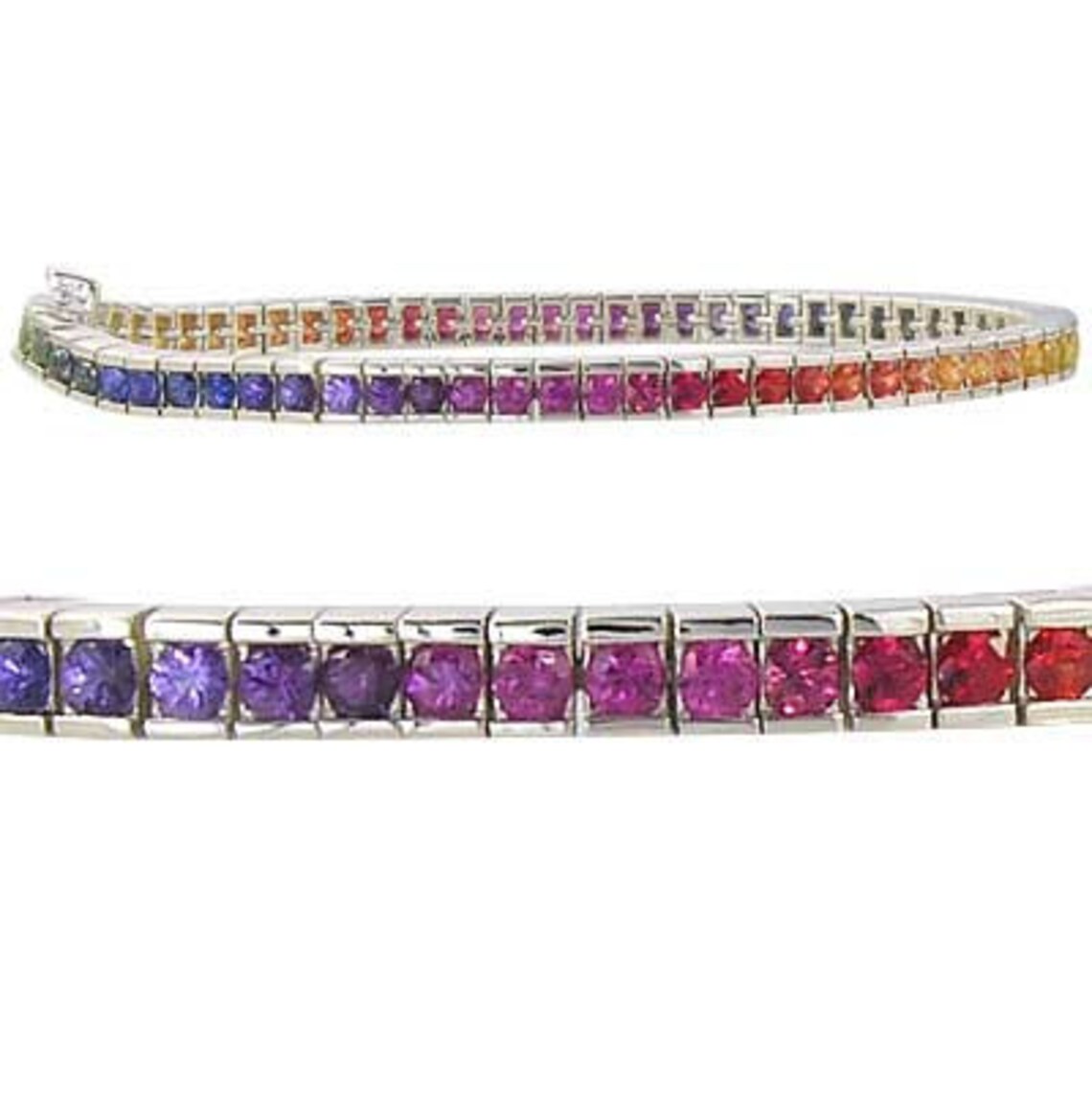 12ct Multicolor Rainbow Sapphire Tennis Bracelet 925 Sterling Etsy