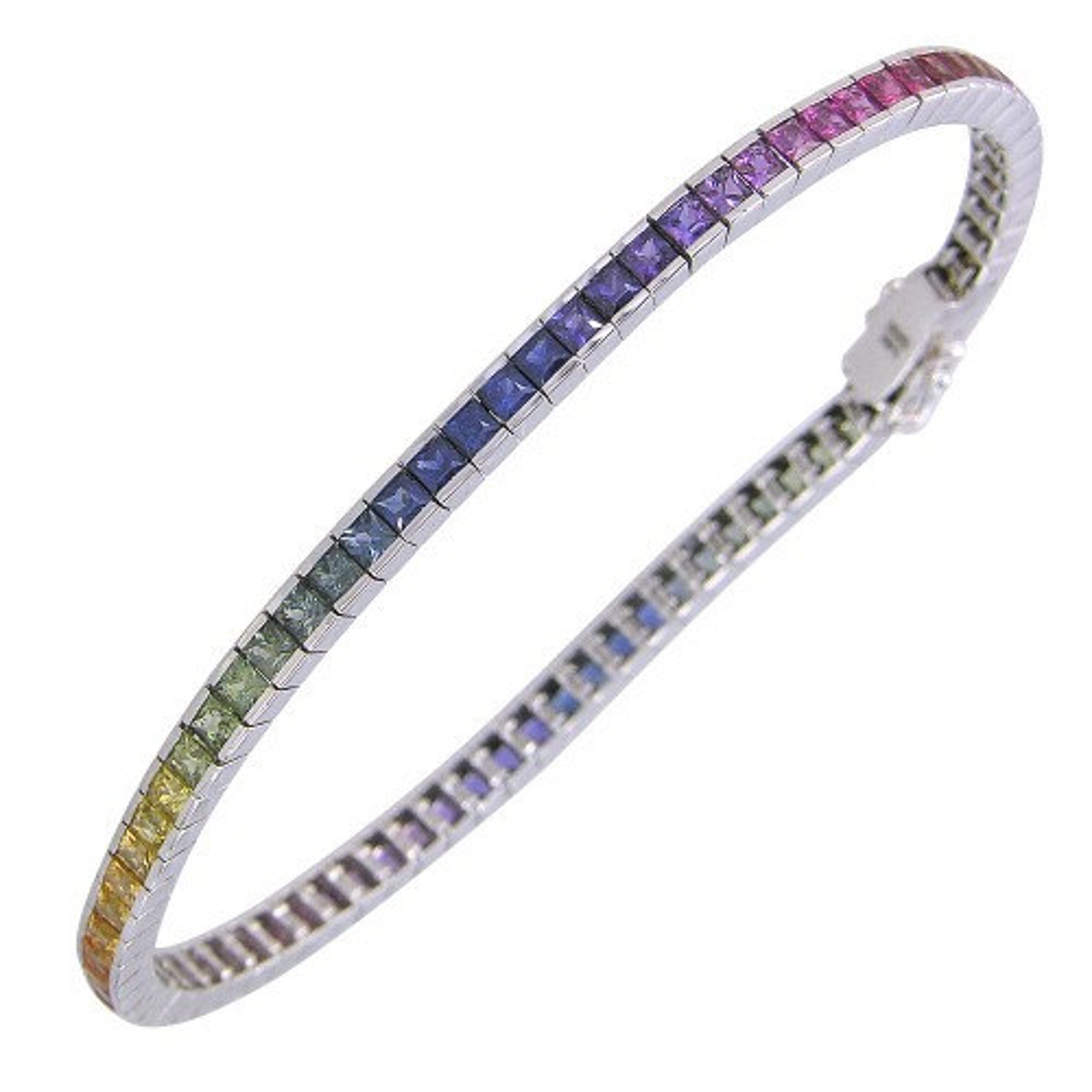 Rainbow Sapphire Tennis Bracelet 18K White Gold 16ct Tw Etsy
