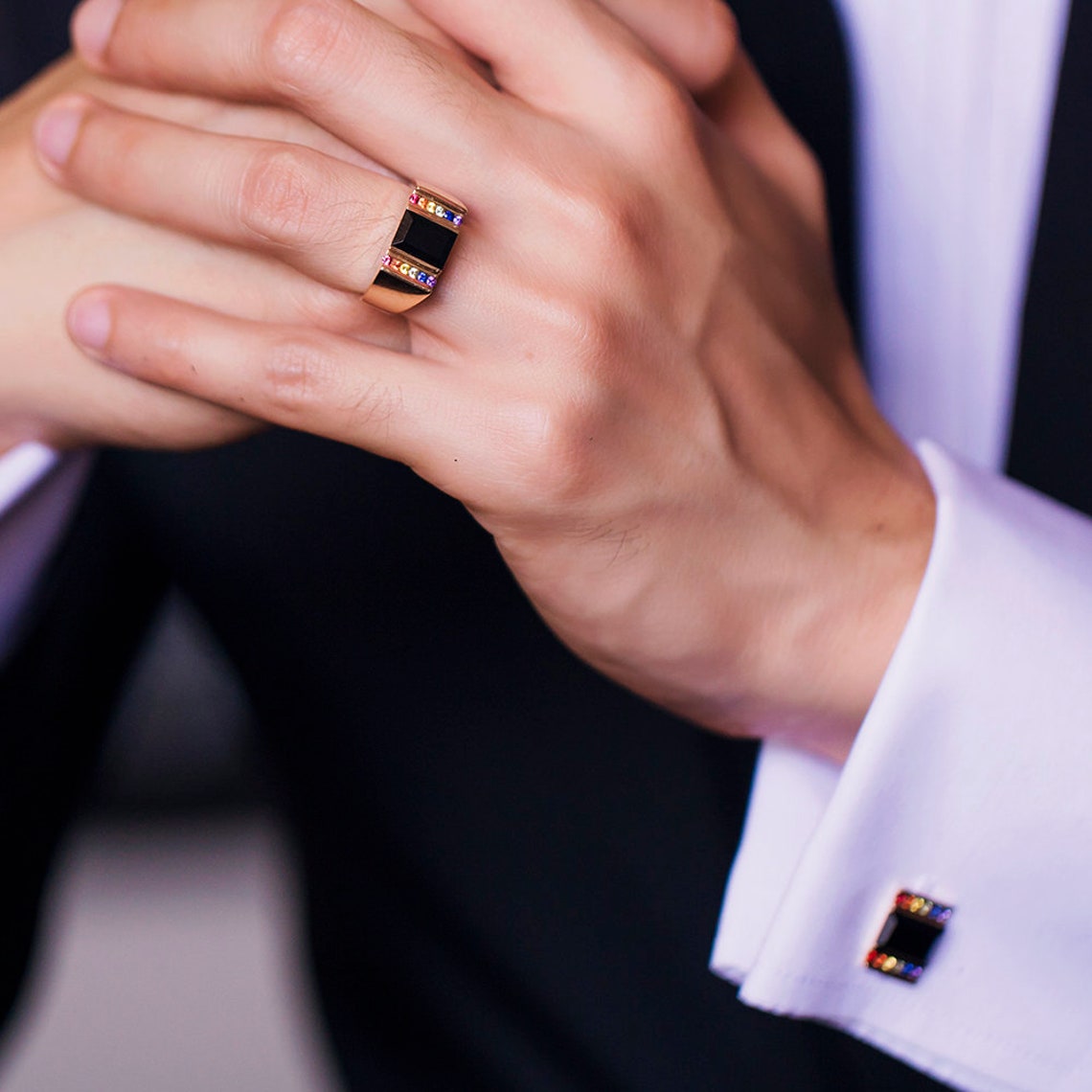 LGBTQ Gay Wedding Engagement Ring in 14K Solid Gold Band Size Etsy