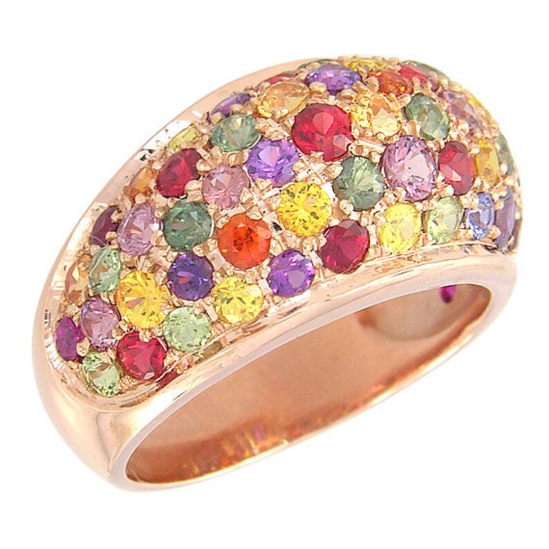 Large statement ring Dome Multi gemstone ring Multicolor Etsy