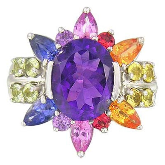 Multicolor Rainbow Sapphire & Amethyst Color Explosion Ring | Etsy