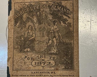 1872年農業暦 ランカスター（ペンシルベニア州）ジョン・ベアの息子たち アンティーク農場帳