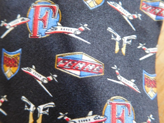 Gianfranco Ferre silk necktie Ferre logos and jet… - image 4