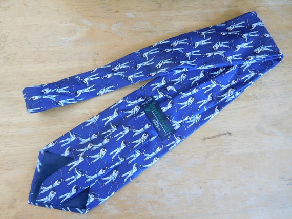 Golf blue silk necktie by Beaufort Tie Rack Italy - image 5