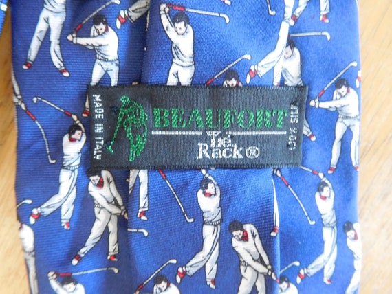 Golf blue silk necktie by Beaufort Tie Rack Italy - image 6