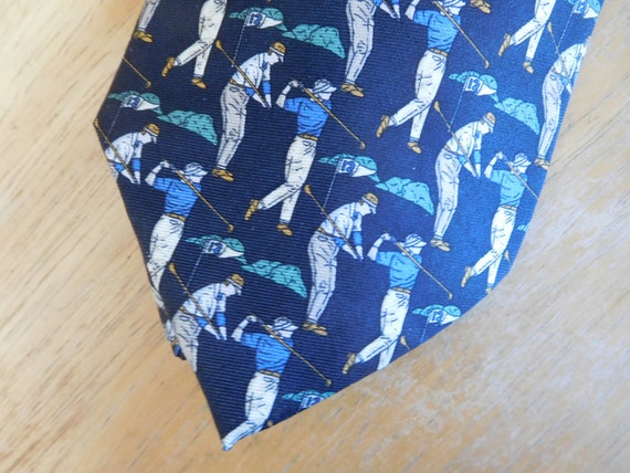Golfers silk necktie by Beaufort Tie Rack made in… - image 1