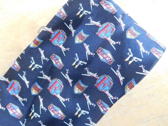 Gianfranco Ferre silk necktie Ferre logos and jet… - image 3