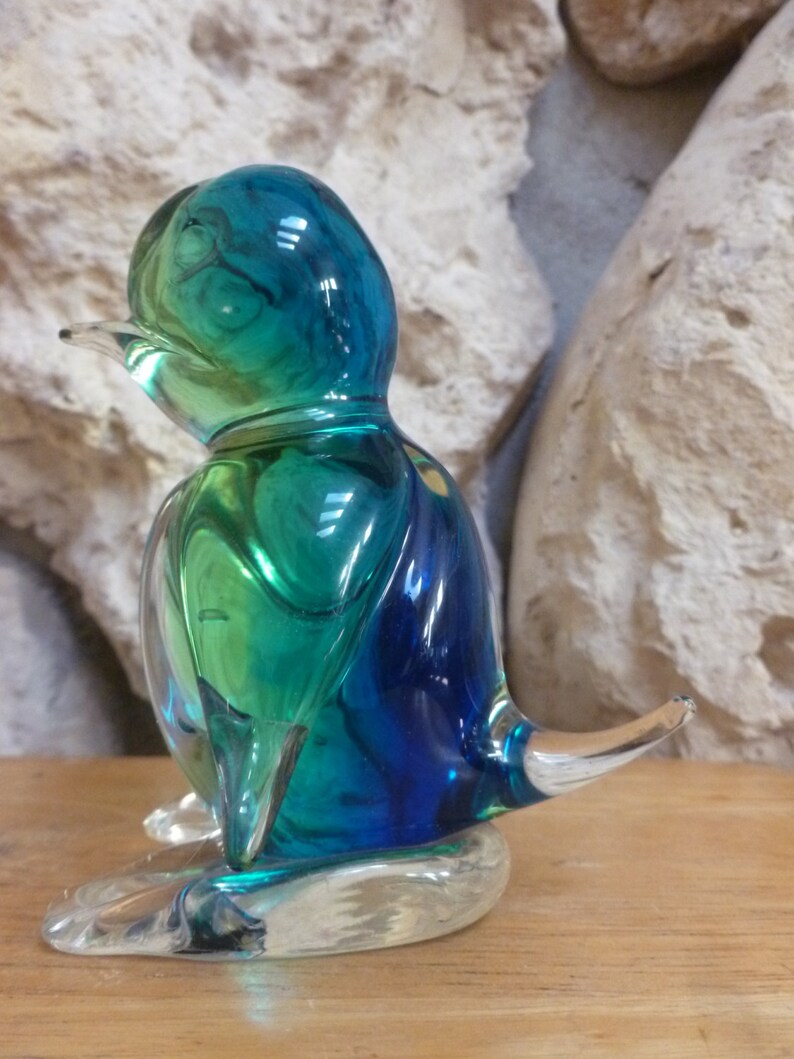 Glass Art Penguin Paperweight Figurine Etsy