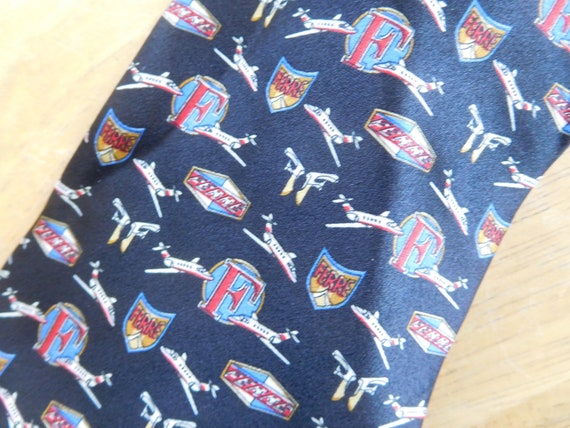 Gianfranco Ferre silk necktie Ferre logos and jet… - image 2