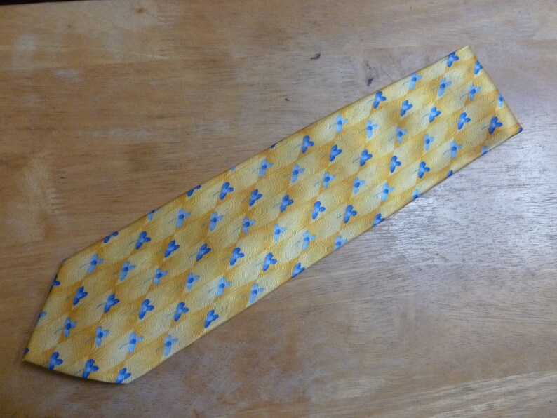 Giorgio Ferri Italian silk necktie yellow blue florwers