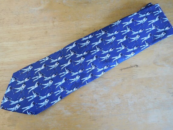 Golf blue silk necktie by Beaufort Tie Rack Italy - image 4