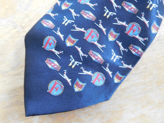Gianfranco Ferre silk necktie Ferre logos and jet… - image 1