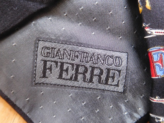 Gianfranco Ferre silk necktie Ferre logos and jet… - image 7