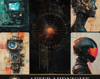 After Midnight, Steampunk Junk Journal Kit, Dark Academia Digital Papers, Moody Ephemera Pack, Scrapbook Collage Art