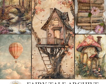 Fairy Tale Archive, Digital Papers Junk Journal, Whimsical Scrapbook, Fantasy Ephemera, Forest Witch Craft Kit