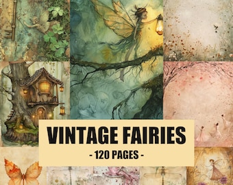 Vintage Fairies Junk Journal Pages, Whimsical Woodland Scrapbook Paper, Enchanted Fae Ephemera, Magic Forest Printables