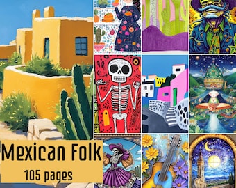 Mexican Wall Art Bundle, 30 Printable Posters, Day of the Dead Decor, Folk Art Prints Set, Boho Mexico Gallery Wall, Digital Download