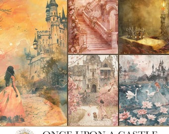 Once Upon A Castle Junk Journal Pages, Fairytale Princess Scrapbook Paper, Royal Kingdom Ephemera, Vintage Storybook Printables