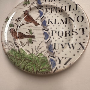 Antique Brownhills Pottery Co. alphabet plate from Staffordshire, England