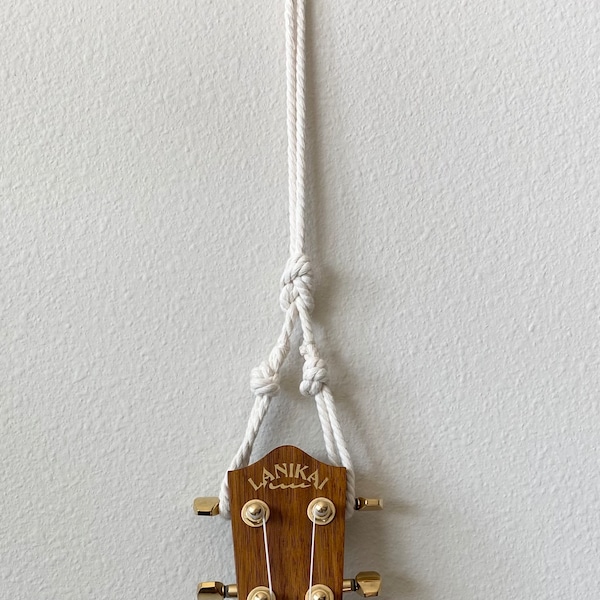 Ukulele handmade cord hanger with unique knot for your treasured instruments. Macrame cotton cord that’s strong and beautiful, easy to hang.