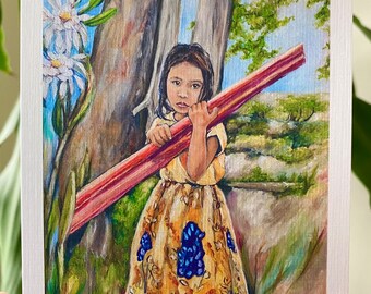 little Cambodia girl, painted from a photo by Jonathan Gomez.  Sold for charity World Vision.