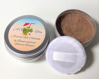 Bannerandsail Artisan Gift Collection Faith inspired gifts. Natural Carob Bronzer Sun kissed tan.  Natural cosmetics for sensitive skin.