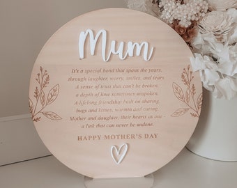 Mother's Day Plaque, Mother's Day Gift, Mum Sign, Gift for Mum, Mother's Day Sign, Gift for Grandma, Gift From Daughter, Mum Sign Wood