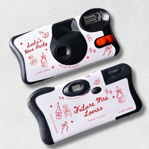 2 x Kodak Disposable Camera Wrap Whimsical Drawing , 2 x stickers **byo camera, sticker wrap only** Drunk in love, Bachelorette Hens Party