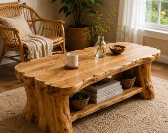 Handmade Timber Coffee Table, Rustic Live Edge Wood Centre Table, Farmhouse Furniture
