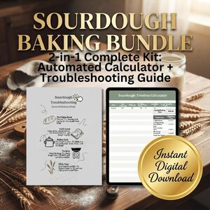 Sourdough Baking Bundle, Google Sheets Calculator, Sourdough Bread Troubleshooting Guide Chart, Starter Feeding Log Sheet Printable Kit