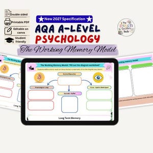 The working memory model worksheet 'Fill in the diagram activity'