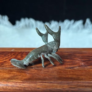 Figura de langosta de latón vintage para mesa de té, mini escultura de cangrejo de río de cobre, decoración coleccionable.