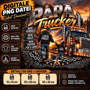 Papa Vrachtwagenchauffeur PNG | Mijn Rolmodel, Mijn Held | Vrachtwagenchauffeur Papa DTF-bestand | Vrachtwagenchauffeurmotief | Digitale download | 3 formaten