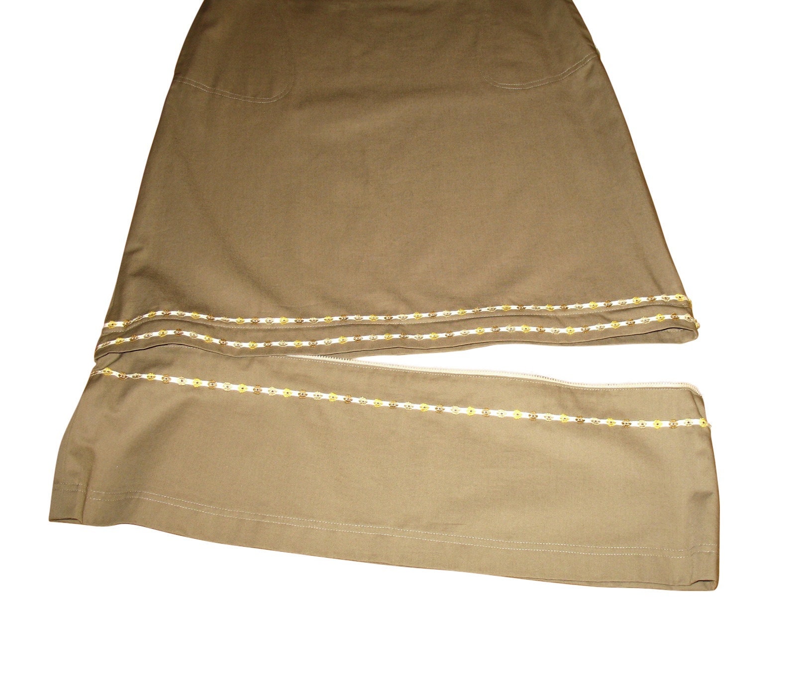 long khaki skirts etsy