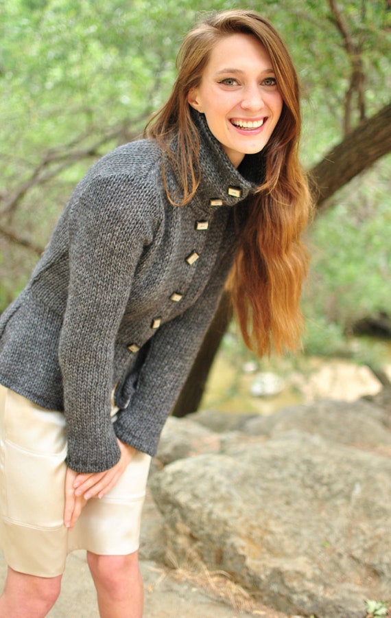 chunky button up sweater