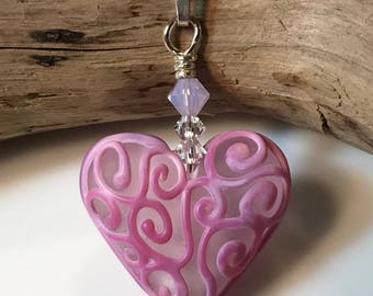 Pink Heart Necklace with crystals