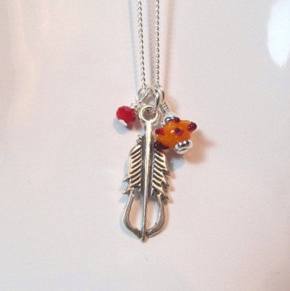 with crystals beaded peyote stitch bail Heart Charm necklace pendant sterling silver