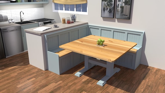 Hand-Crafted Pine Corner Monk's Bench and Table Set with Storage (Custom Sizes)
