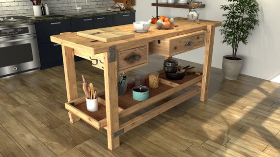 Handcrafted workbench-style kitchen island