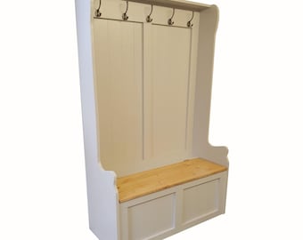 Hand-Crafted Monk's Bench Coat Stand with Storage (Custom Sizes Available)