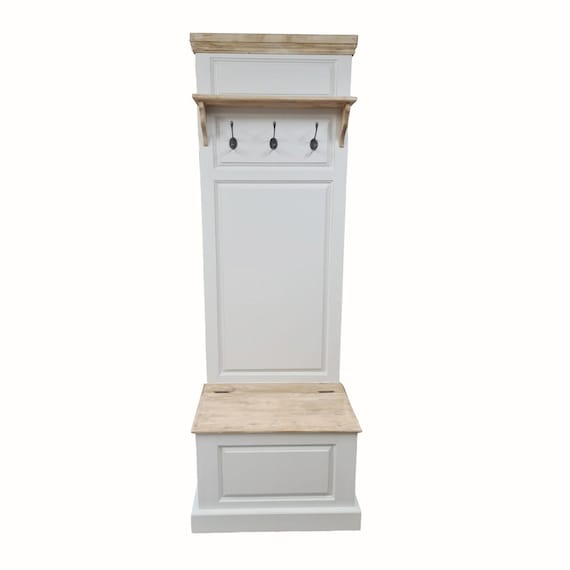 Hand crafted liberty style settle with hooks & storage chest