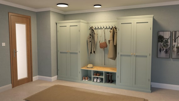 Grand Boot Room Storage Unit: Cupboards, Drawers, Pine Construction