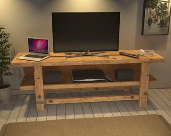 Handcrafted rustic solid wood media unit