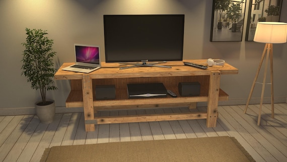 Handcrafted rustic solid wood media unit